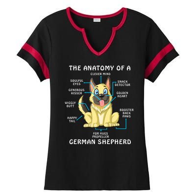 Anatomy Of German Shepherd Ladies Halftime Notch Neck Tee