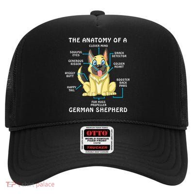 Anatomy Of German Shepherd High Crown Mesh Back Trucker Hat