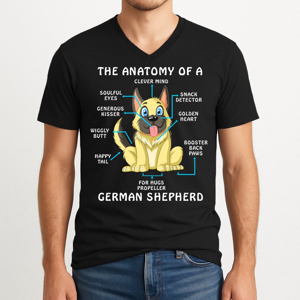 Anatomy Of German Shepherd V-Neck T-Shirt