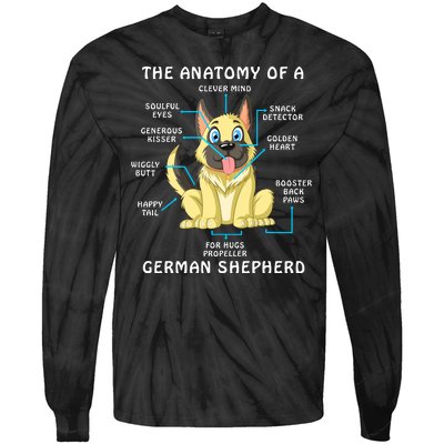 Anatomy Of German Shepherd Tie-Dye Long Sleeve Shirt