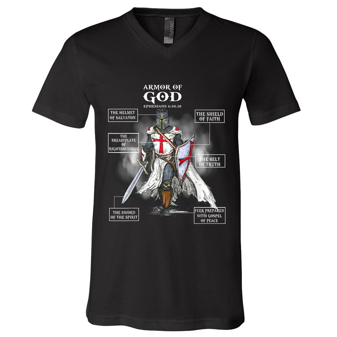 Armor Of God Christian Bible Verse Religious V-Neck T-Shirt