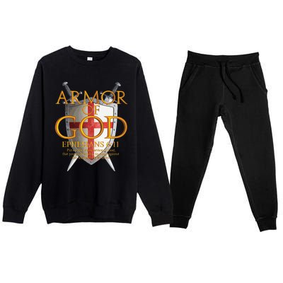 Armor Of God Ephesians Bible Verse Religious Christian Premium Crewneck Sweatsuit Set