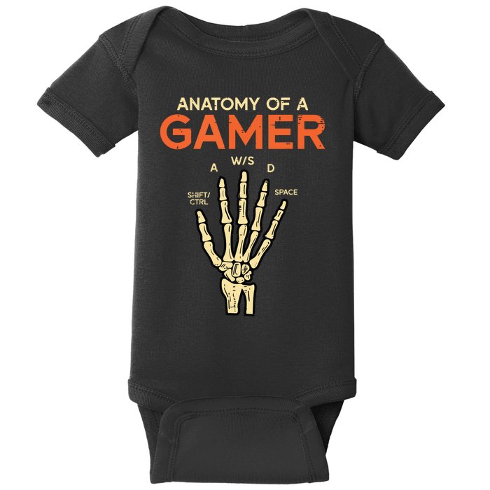 Anatomy Of Gamer Skeleton Hand Funny Men Boy Teens Baby Bodysuit