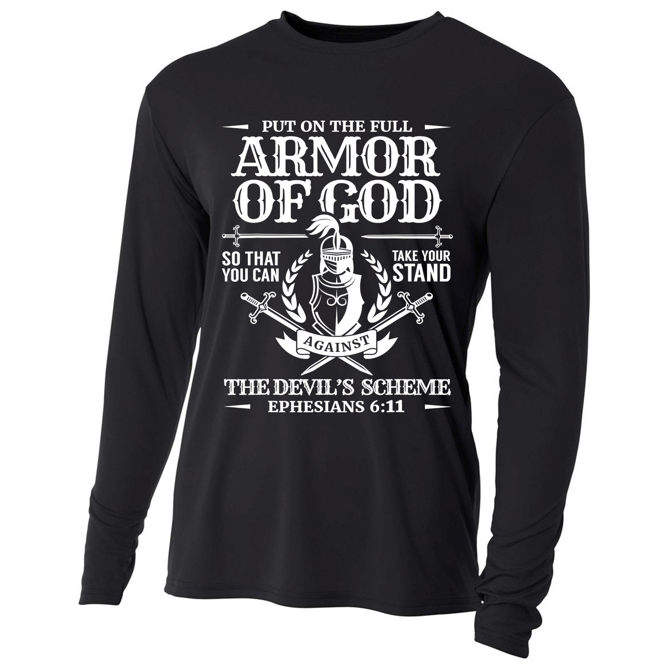 Armor Of God Christian Bible Verse Religious Cooling Performance Long Sleeve Crew