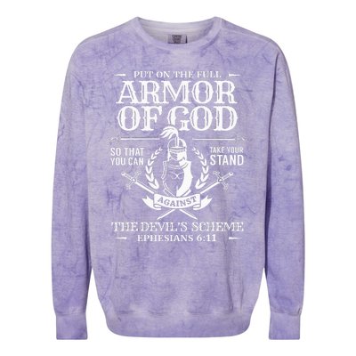 Armor Of God Christian Bible Verse Religious Colorblast Crewneck Sweatshirt