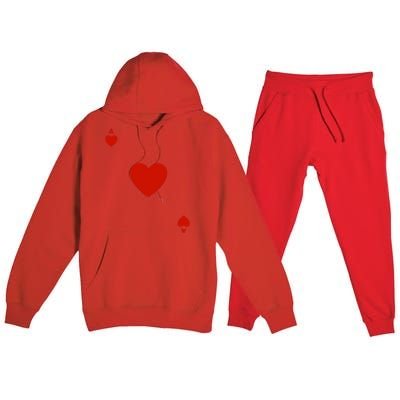 Ace Of Hearts Halloween Team Costume Funny Poker Cards Funny Halloween Group Par Premium Hooded Sweatsuit Set