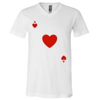 Ace Of Hearts Halloween Team Costume Funny Poker Cards Funny Halloween Group Par V-Neck T-Shirt