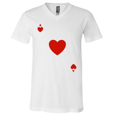 Ace Of Hearts Halloween Team Costume Funny Poker Cards Funny Halloween Group Par V-Neck T-Shirt