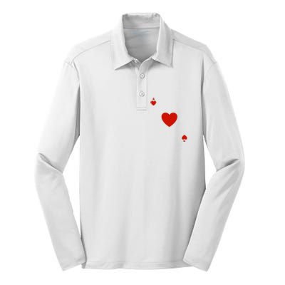 Ace Of Hearts Halloween Team Costume Funny Poker Cards Funny Halloween Group Par Silk Touch Performance Long Sleeve Polo