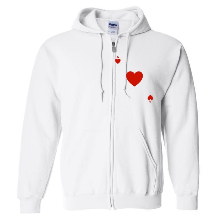 Ace Of Hearts Halloween Team Costume Funny Poker Cards Funny Halloween Group Par Full Zip Hoodie