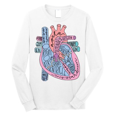 Anatomical Of Heart Cardiac Nurse Practioner Sonographer Long Sleeve Shirt