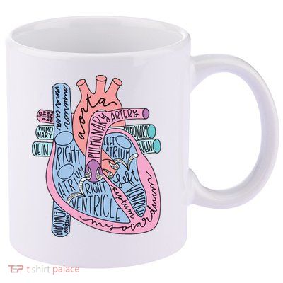 Anatomical Of Heart Cardiac Nurse Practioner Sonographer 11oz C Handle Ceramic Mug
