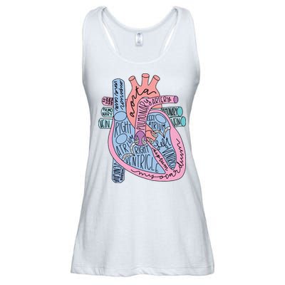 Anatomical Of Heart Cardiac Nurse Practioner Sonographer Ladies Essential Flowy Tank