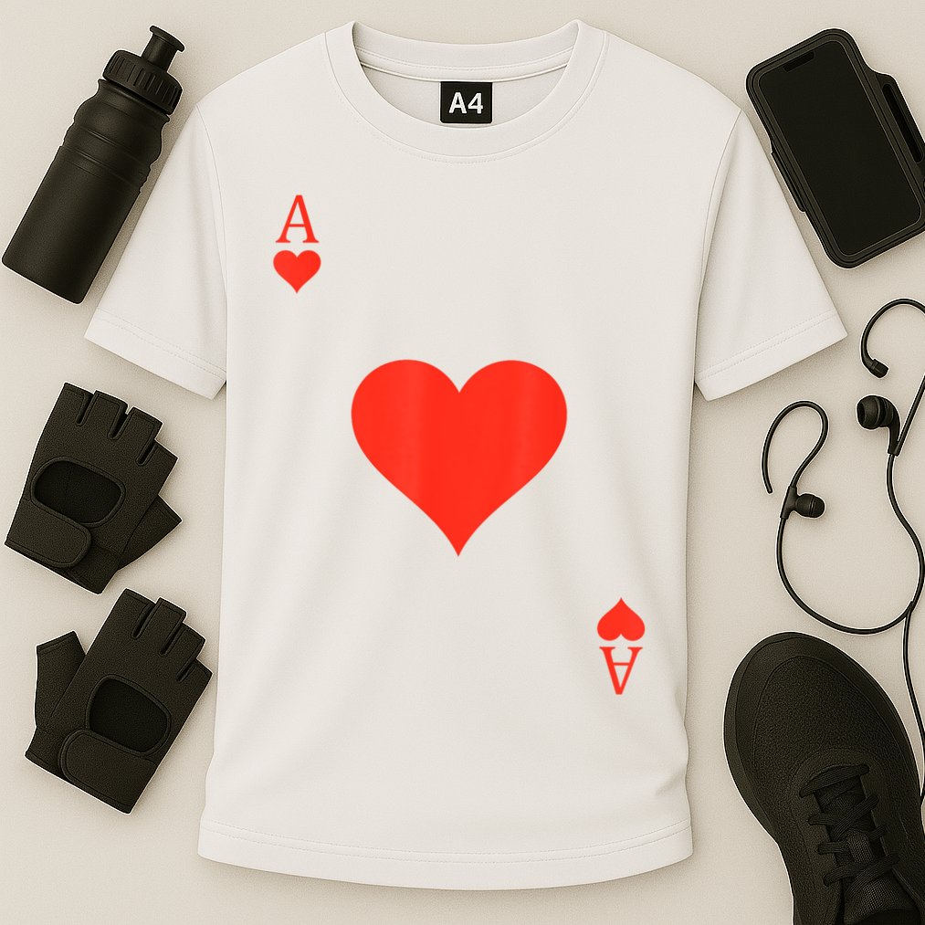 Ace Of Hearts Costume Deck Of Cards Playing Card Halloween Cooling Performance Crew T-Shirt