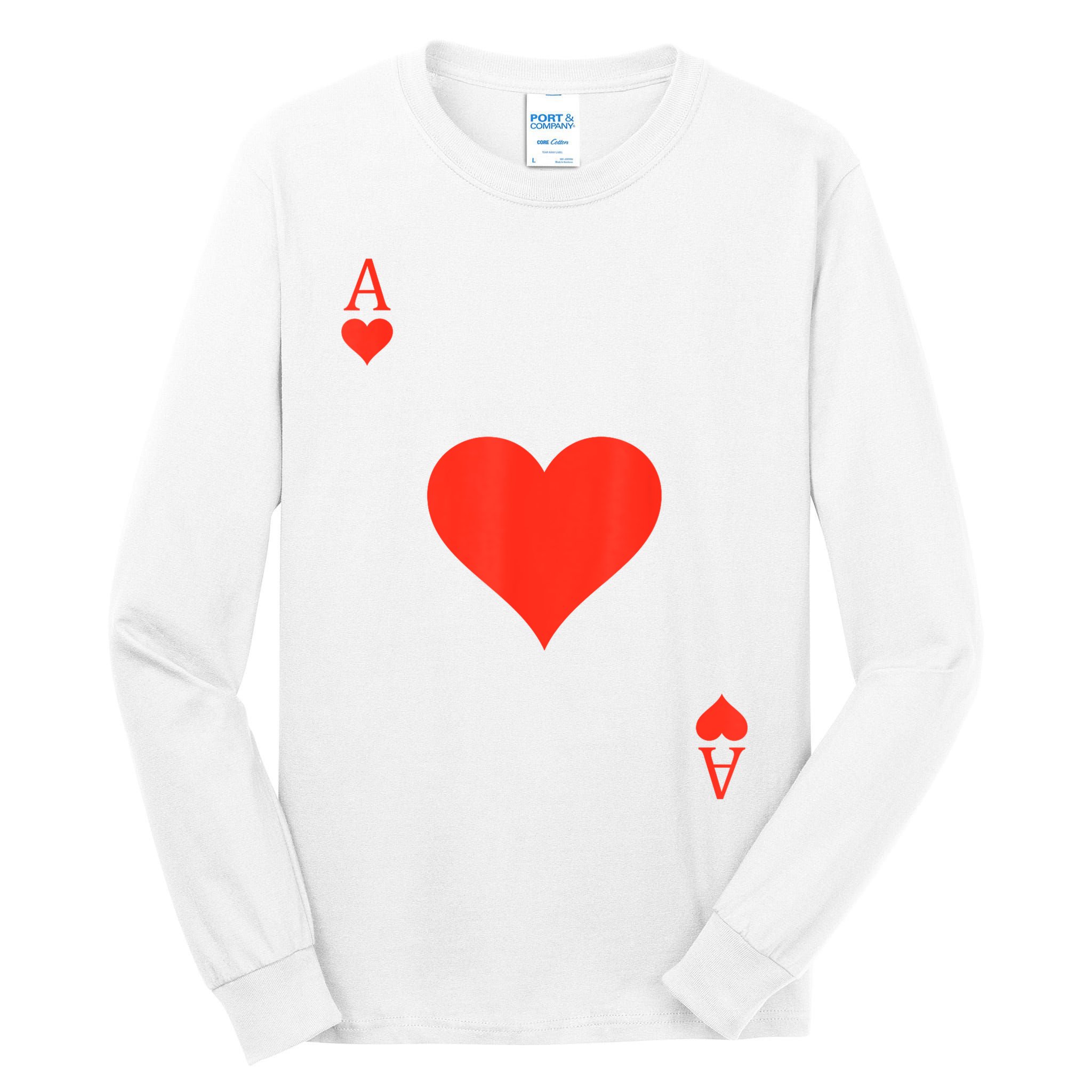 Ace Of Hearts Costume Deck Of Cards Playing Card Halloween Tall Long Sleeve T-Shirt