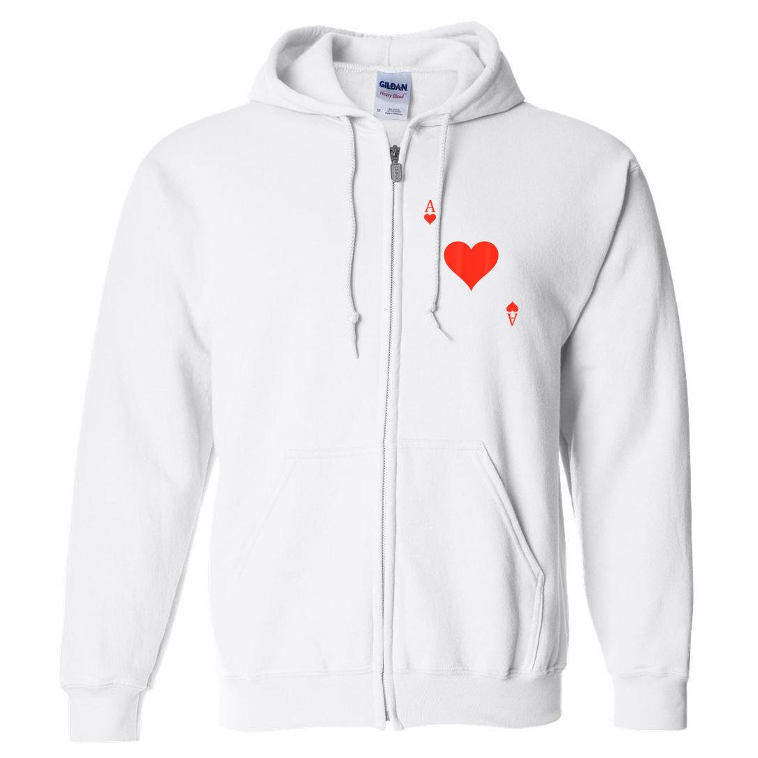 Ace Of Hearts Costume Deck Of Cards Playing Card Halloween Full Zip Hoodie