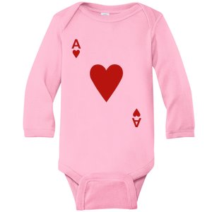 Ace Of Hearts Blackjack Cards Poker 21 Baby Long Sleeve Bodysuit