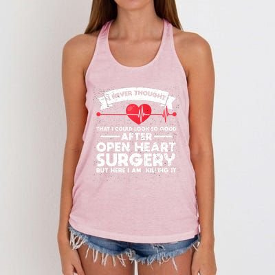 After Open Heart Surgery Open Heart Surgery Gift Women's Knotted Racerback Tank