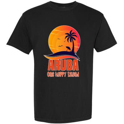 Aruba One Happy Island Beautiful Sunset Beach Garment-Dyed Heavyweight T-Shirt