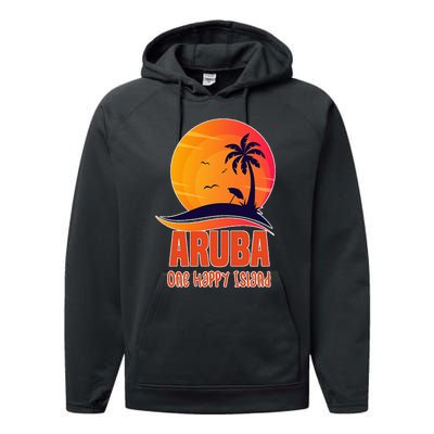 Aruba One Happy Island Beautiful Sunset Beach Performance Fleece Hoodie