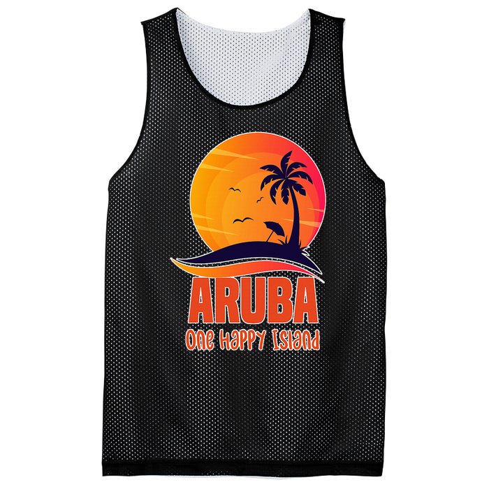 Aruba One Happy Island Beautiful Sunset Beach Mesh Reversible Basketball Jersey Tank