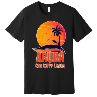 Aruba One Happy Island Beautiful Sunset Beach Premium T-Shirt