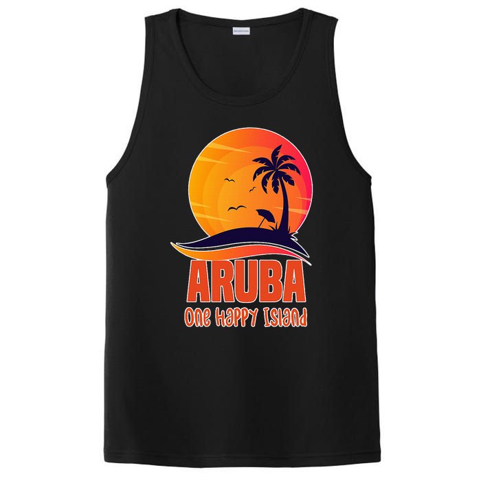 Aruba One Happy Island Beautiful Sunset Beach PosiCharge Competitor Tank