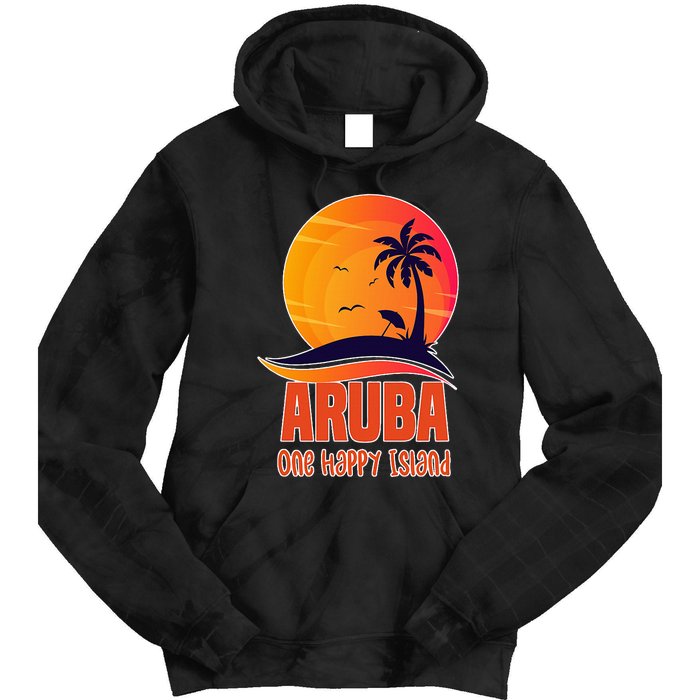 Aruba One Happy Island Beautiful Sunset Beach Tie Dye Hoodie