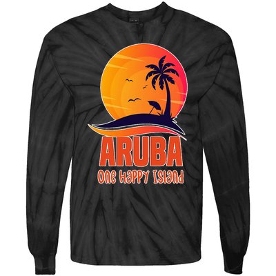 Aruba One Happy Island Beautiful Sunset Beach Tie-Dye Long Sleeve Shirt