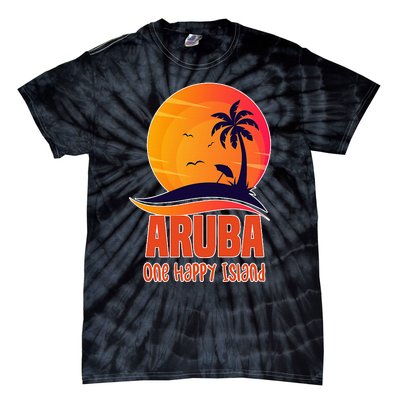 Aruba One Happy Island Beautiful Sunset Beach Tie-Dye T-Shirt