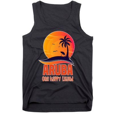 Aruba One Happy Island Beautiful Sunset Beach Tank Top