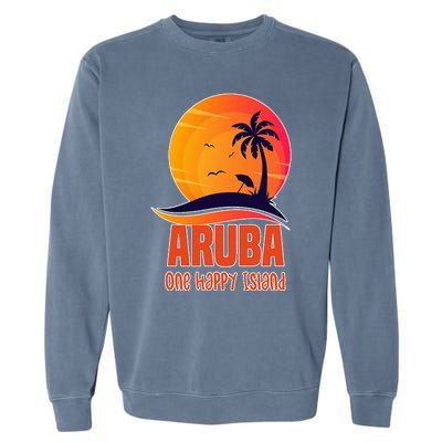 Aruba One Happy Island Beautiful Sunset Beach Garment-Dyed Sweatshirt