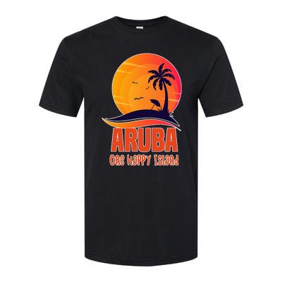 Aruba One Happy Island Beautiful Sunset Beach Softstyle CVC T-Shirt