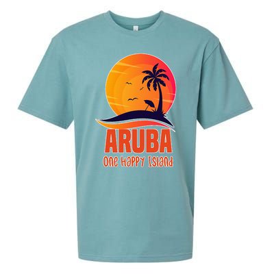 Aruba One Happy Island Beautiful Sunset Beach Sueded Cloud Jersey T-Shirt