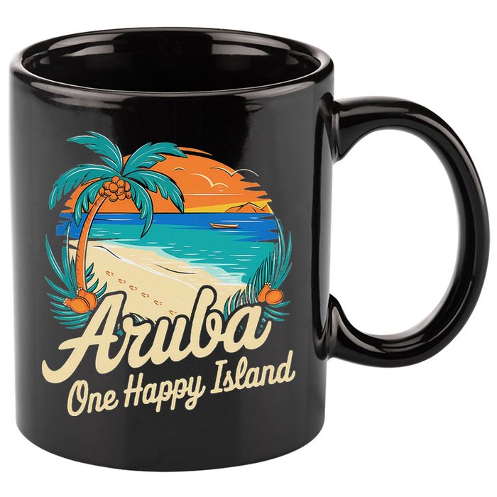 Aruba One Happy Island Souvenir 11oz C Handle Ceramic Mug