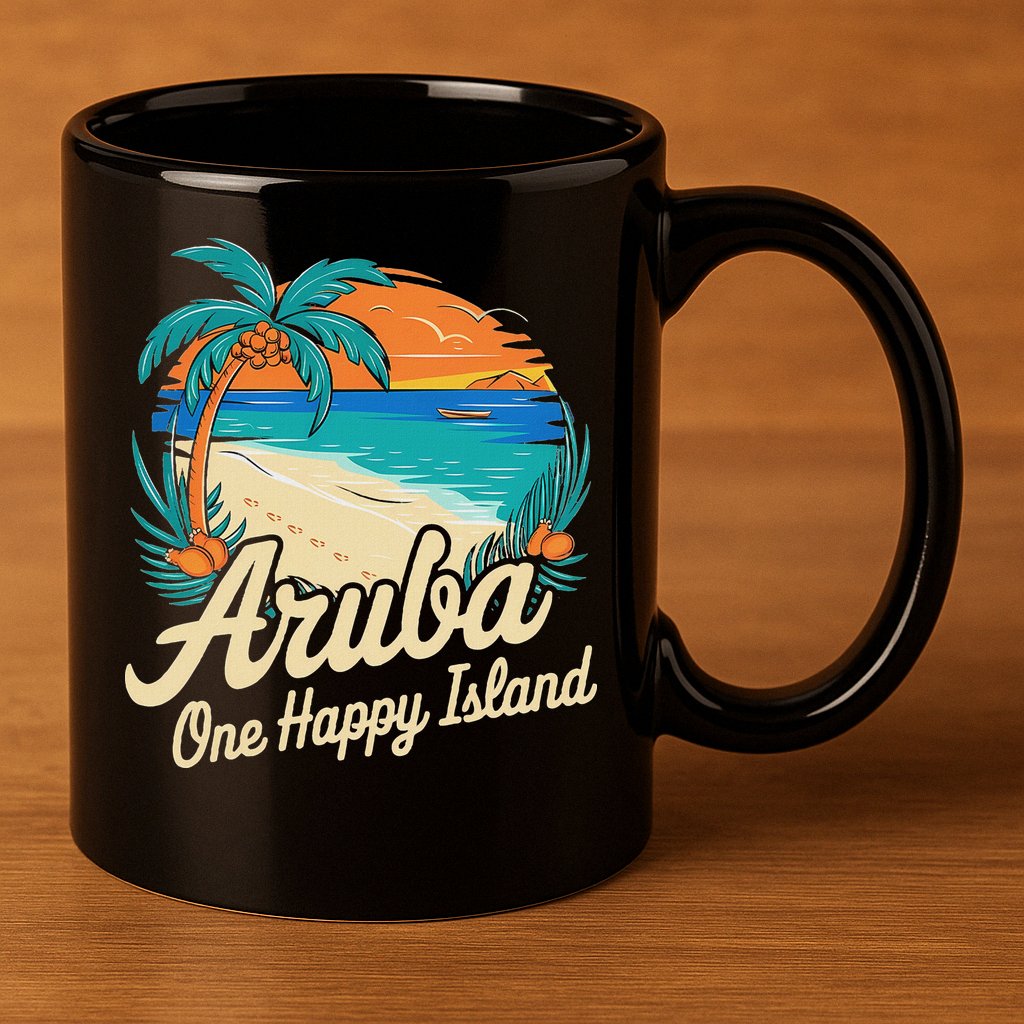 Aruba One Happy Island Souvenir 11oz C Handle Ceramic Mug
