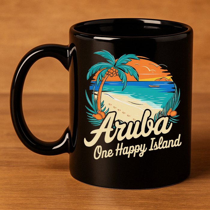 Aruba One Happy Island Souvenir 11oz C Handle Ceramic Mug