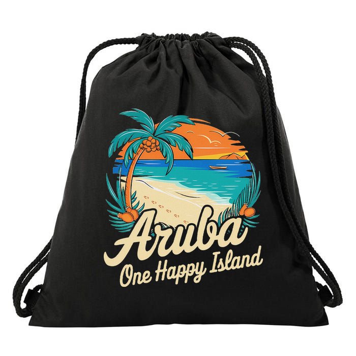 Aruba One Happy Island Souvenir Drawstring Bag