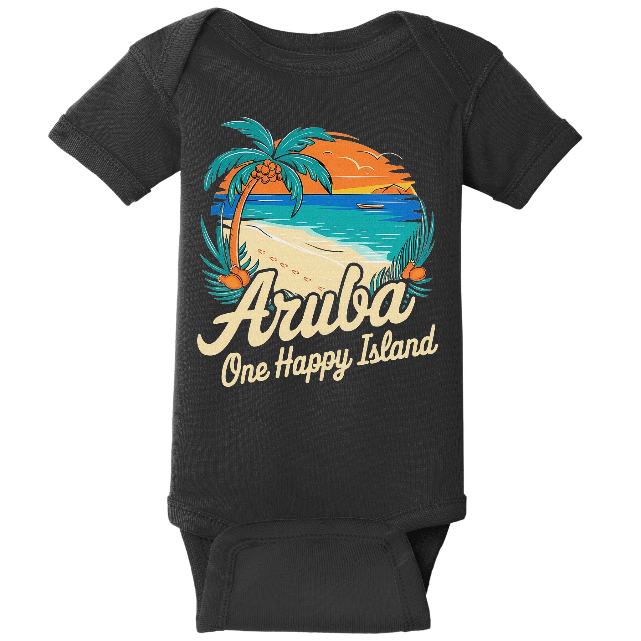 Aruba One Happy Island Souvenir Baby Bodysuit