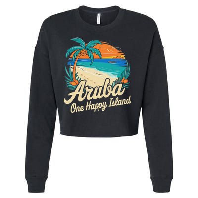 Aruba One Happy Island Souvenir Cropped Pullover Crew