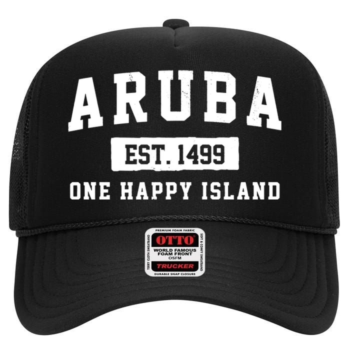 Aruba One Happy Island 1499 Vintage High Crown Mesh Back Trucker Hat