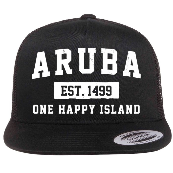 Aruba One Happy Island 1499 Vintage Flat Bill Trucker Hat