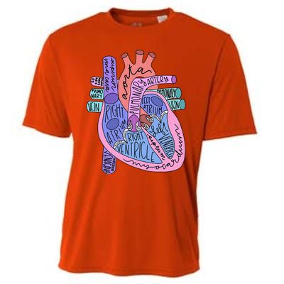 Anatomical Of Heart Cardiac Nurse Practioner Sonographer Cooling Performance Crew T-Shirt