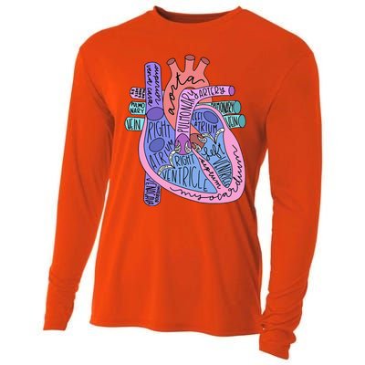 Anatomical Of Heart Cardiac Nurse Practioner Sonographer Cooling Performance Long Sleeve Crew