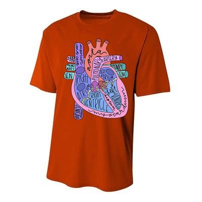 Anatomical Of Heart Cardiac Nurse Practioner Sonographer Performance Sprint T-Shirt