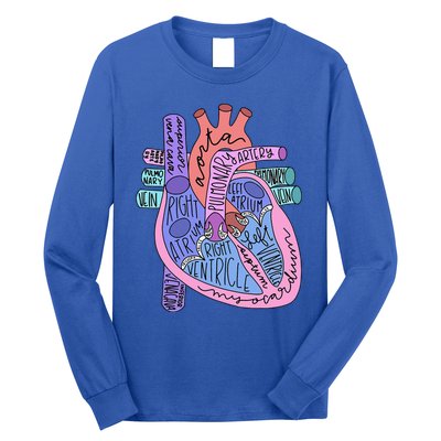 Anatomical Of Heart Cardiac Nurse Practioner Sonographer Long Sleeve Shirt