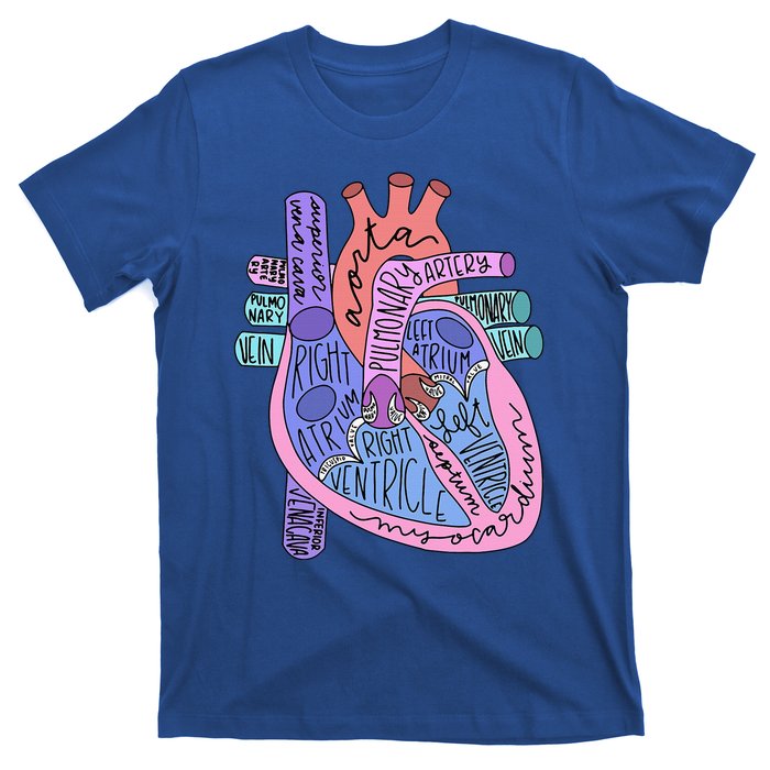 Anatomical Of Heart Cardiac Nurse Practioner Sonographer T-Shirt