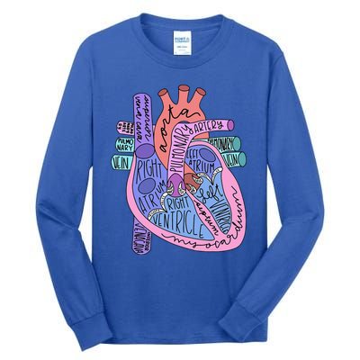 Anatomical Of Heart Cardiac Nurse Practioner Sonographer Tall Long Sleeve T-Shirt