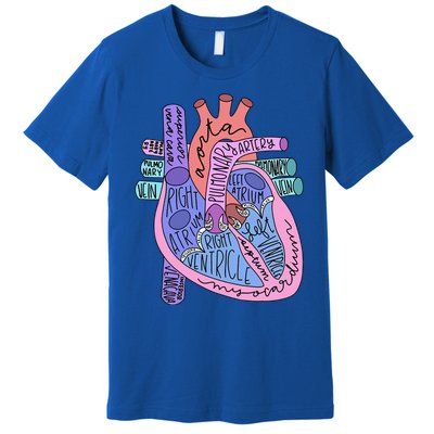 Anatomical Of Heart Cardiac Nurse Practioner Sonographer Premium T-Shirt