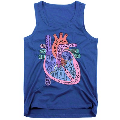 Anatomical Of Heart Cardiac Nurse Practioner Sonographer Tank Top